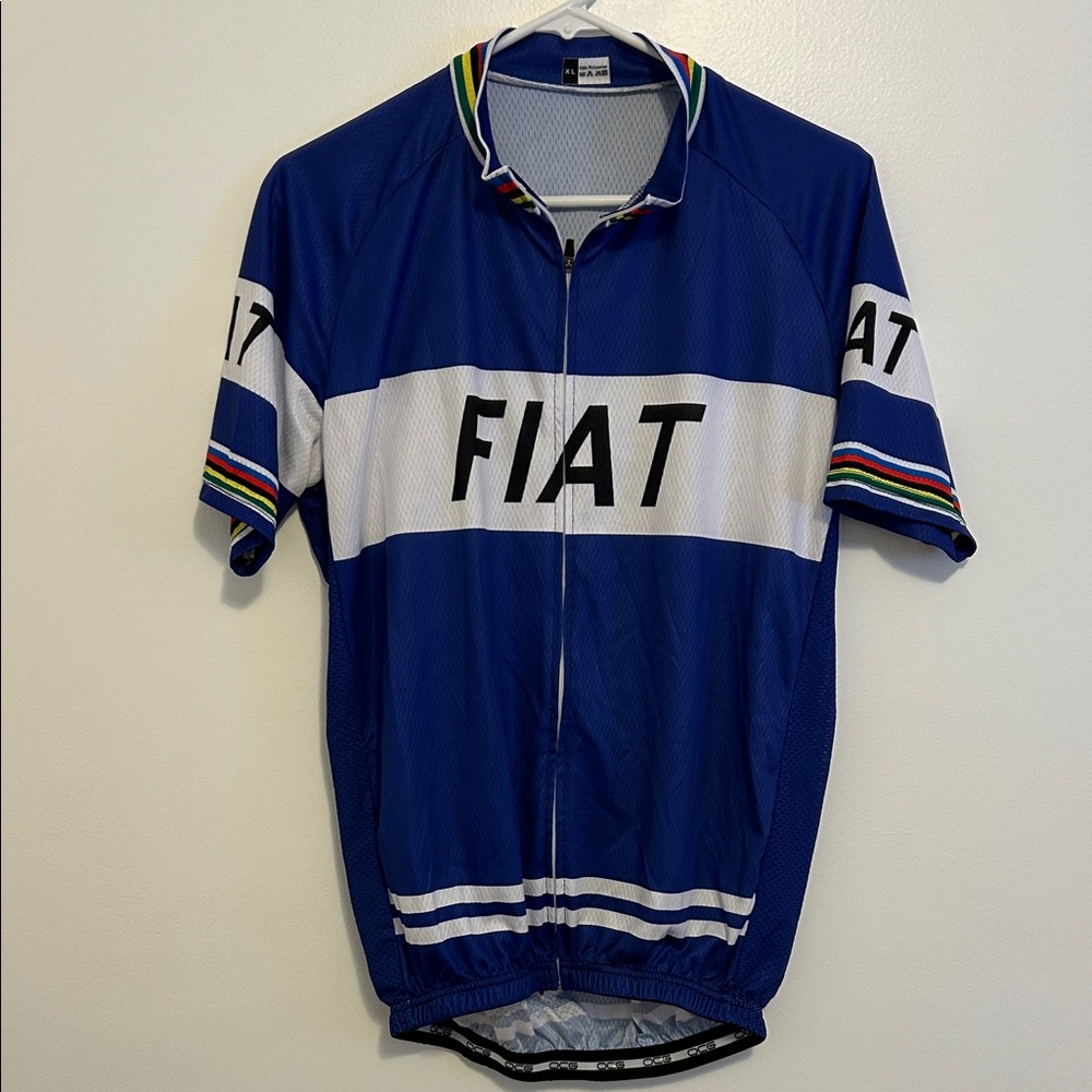 Blue and White Men's Cycling Jersey